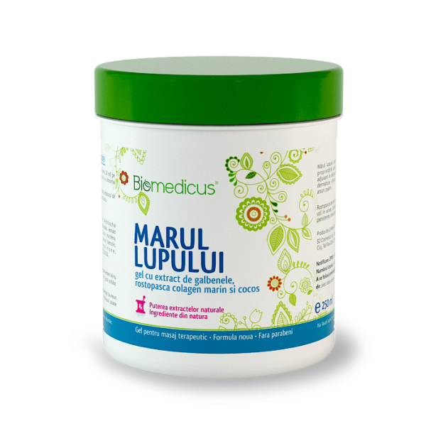 Gel cu extract de Marul lupului, galbenele, rostopasca, colagen marin si cocos,, 250 ml, Biomedicus