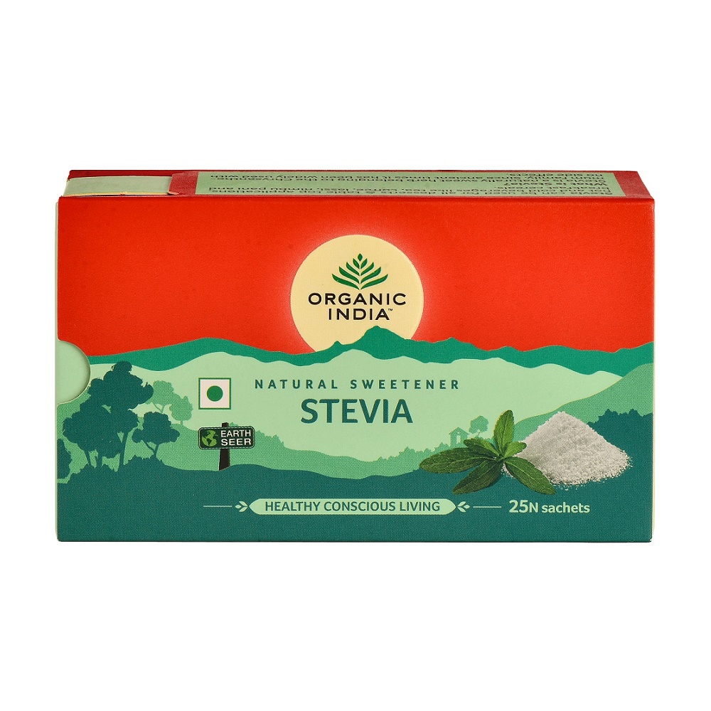 Indulcitor Natural Stevie, Hipocaloric, 25 plicuri, Organic India