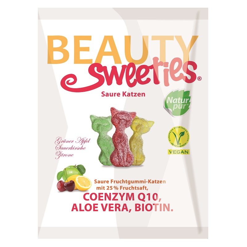 Jeleuri gumate acrisoare fara gluten Pisicute, 125 g, Beauty Sweeties