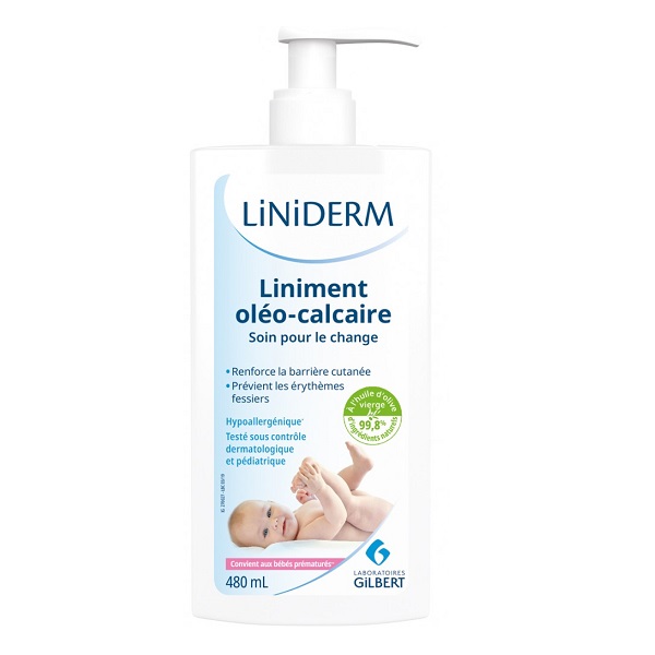 Liniment Oleo-calcaros pentru curatarea zonei scutecului Liniderm, 480 ml, Gilbert