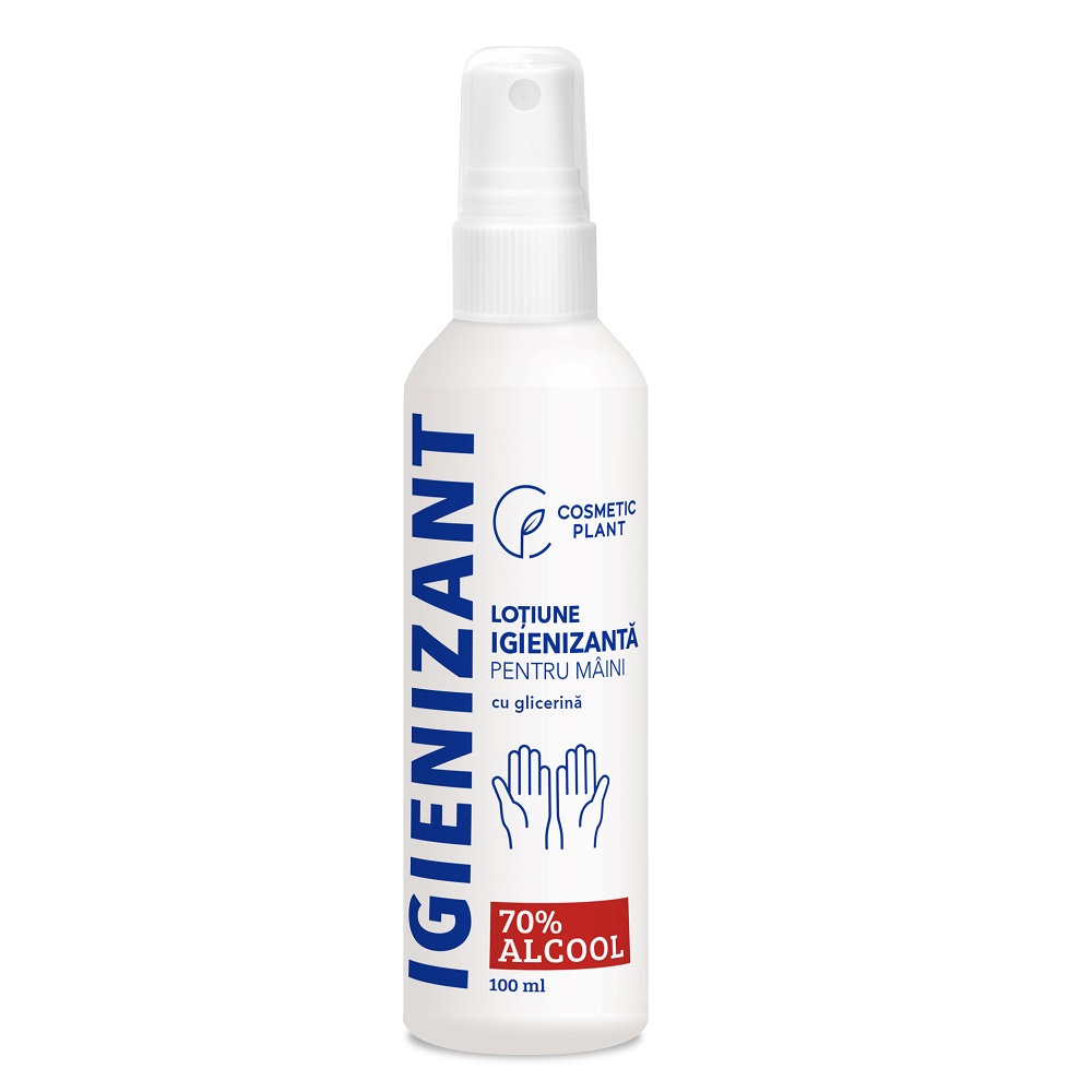 Lotiune igienizanta pentru maini 70% alcool etilic si glicerina, 100 ml, Cosmetic Plant