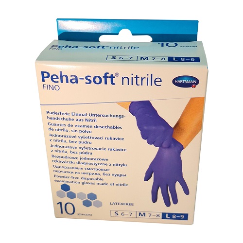 Manusi din nitril marimea L (8-9) Peha-Soft, Fino (9422222), 10 bucati, Hartmann