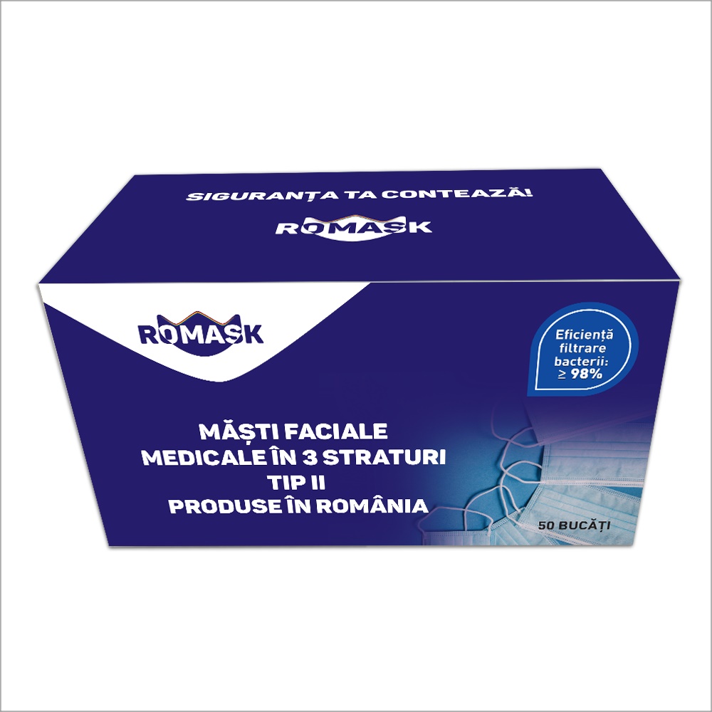 Masti medicale 3 straturi Tip II, 50 bucati, SC Lazar Group SRL