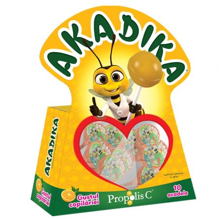 Acadele cu propolis si portocale Akadika, 10 bucati, Fiterman Pharma