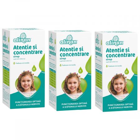 Pachet Sirop Atentie si Concentrare Alinan (3 la pret de 2), 150 ml, Fiterman Pharma