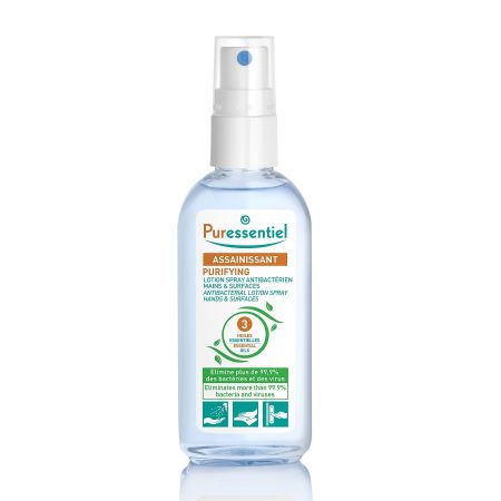 Lotiune spray antibacteriana pentru maini cu 3 uleiuri esentiale, 80 ml, Puressentiel