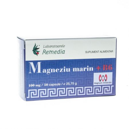 Magneziu marin + B6 100mg, 50 capsule, Remedia