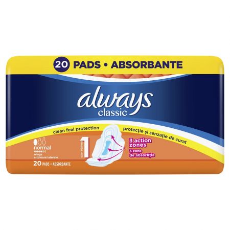 Absorbante Always Classic Normal, 20 bucati, P&G