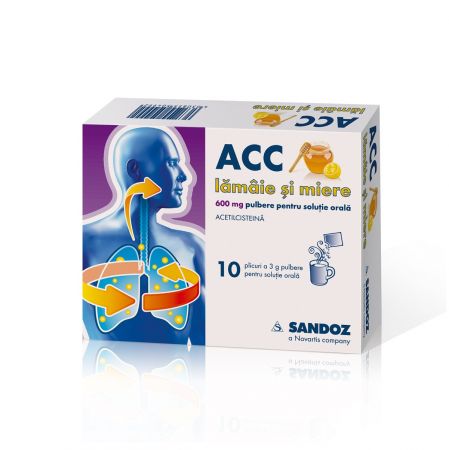 ACC lamaie si miere, 600 mg, 10 plicuri, Sandoz