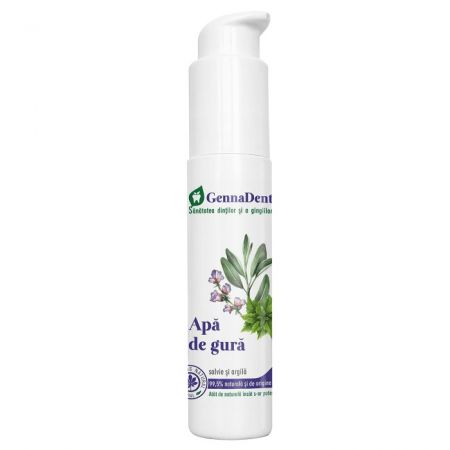 Apa de gura cu salvie si argila GennaDent, 45 ml, Vivanatura