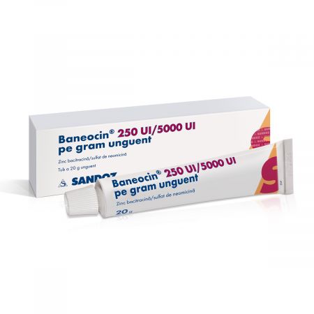 Baneocin unguent, 250 UI/5000 UI pe gram, 20 g, Sandoz