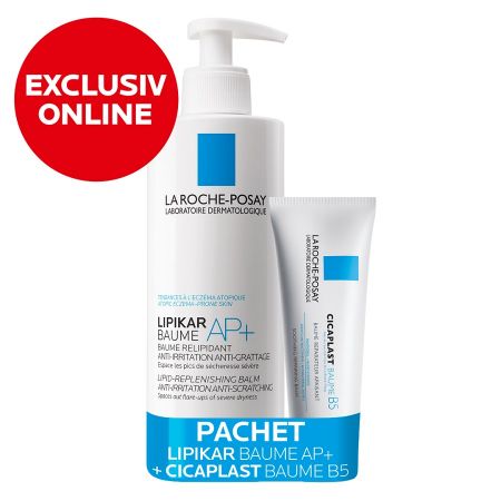 Pachet Balsam relipidant anti-iritatii Lipikar Baume AP+, 400 ml + Balsam reparator calmant Cicaplast B5, 40 ml, La Roche-Posay