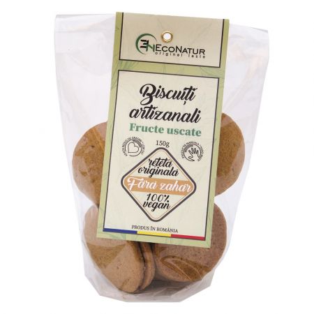 Biscuiti artizanali, vegani fara zahar cu fructe uscate, 150g, Econatur