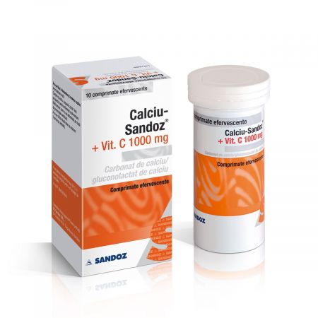 Calciu  Vitamina C, 1000 mg, 10 comprimate, Sandoz