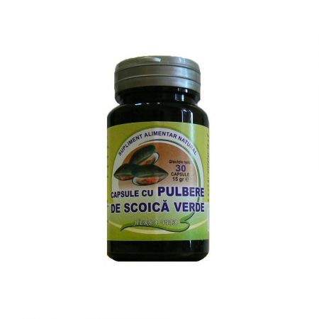 Capsule cu pulbere de scoica verde, 400mg, 30 capsule, Herbavit