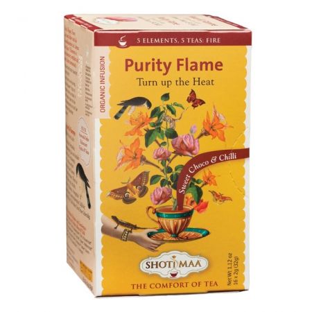 Ceai Bio cu ciocolata dulce si chilli Elements Purity Flame Turn up the Heat, 16 plicuri, Shoti Maa