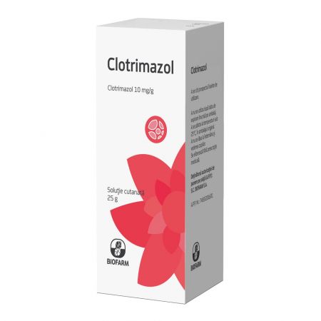 Clotrimazol solutie, 10 mg/g, 25 g, Biofarm