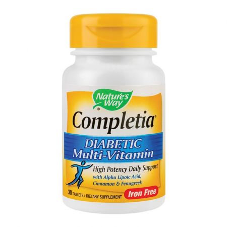 Completia Diabetic Multi-Vitamin (fara fier) Natures Way, 30 tablete, Secom