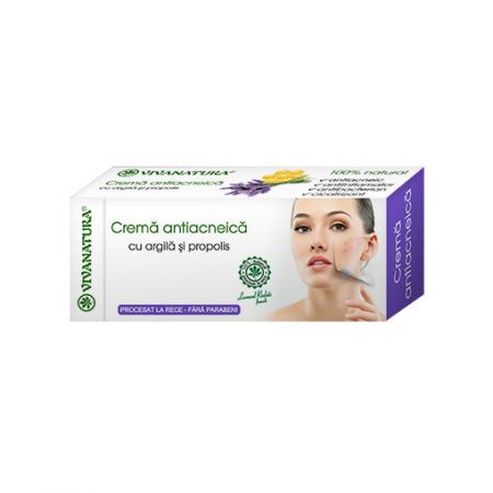 Crema antiacneica cu argila si propolis, 20 ml, Vivanatura