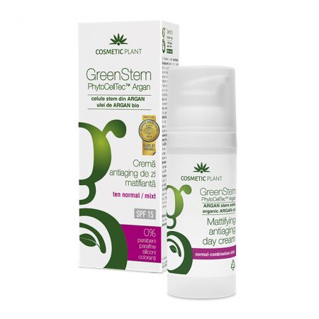 Crema antirid de zi matifianta cu SPF 15 GreenStem, 50 ml, Cosmetic Plant