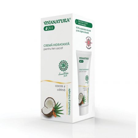 Crema de fata hidratanta pentru ten uscat cu cocos si catina, 75 ml, Vivanatura