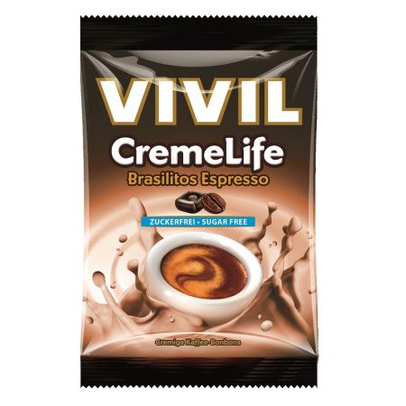 Bomboane fara zahar cu aroma de cafea Brasilitos Espresso Creme Life, 40 g, Vivil