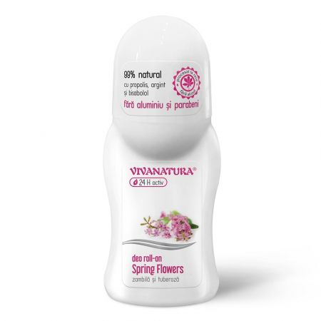 Deo roll-on Spring Flowers cu zambila si tuberoza, 50 ml, Vivanatura