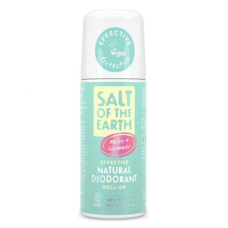 Deodorant vegan roll-on cu pepene si castravete Salt Of The Earth Pure Aura, 75 ml, Crystal Spring