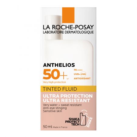 Fluid colorat cu factor de protectie solara pentru ten SPF 50+ Anthelios, 50 ml, La Roche-Posay