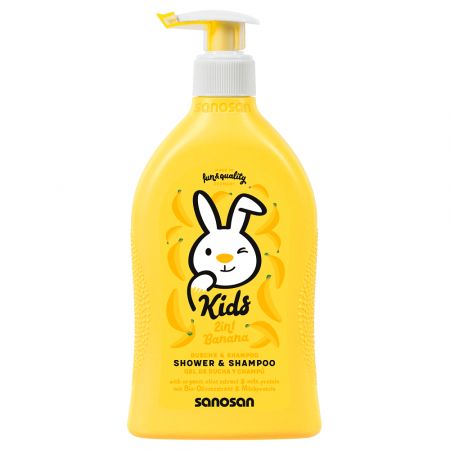 Gel de dus si sampon 2 in 1 cu aroma de banane, 400 ml, Sanosan