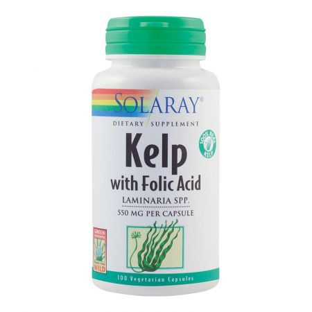 Kelp 550mg si Acid Folic Solaray, 100 capsule, Secom