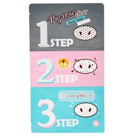 Kit in 3 pasi impotriva punctelor negre Pig Nose, 7 g, Holika Holika