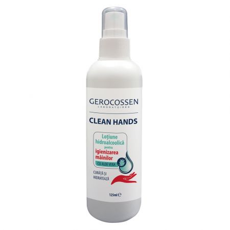 Lotiune hidroalcoolica pentru igienizarea mainilor Clean Hands, 125 ml, Gerocossen