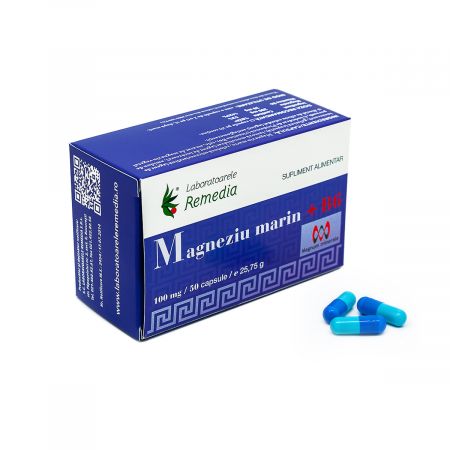 Magneziu marin+B6 100mg, 30 capsule, Remedia