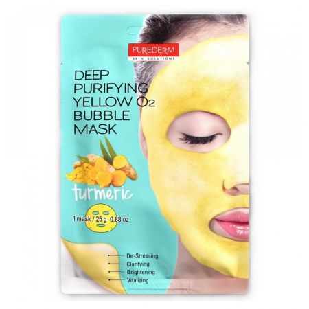 Masca purificatoare neagra cu bule de oxigen si turmeric Deep Purifying, 1 bucata, Purederm