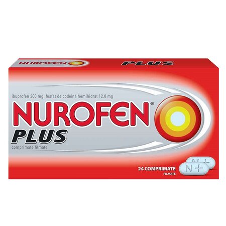 Nurofen Plus, 200 mg/ 12.80 mg, 24 comprimate filmate, Reckitt Benckiser Healthcare