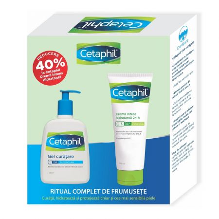 Pachet Gel de curatare, 236 ml + Crema intens hidratanta, 220 ml, Cetaphil