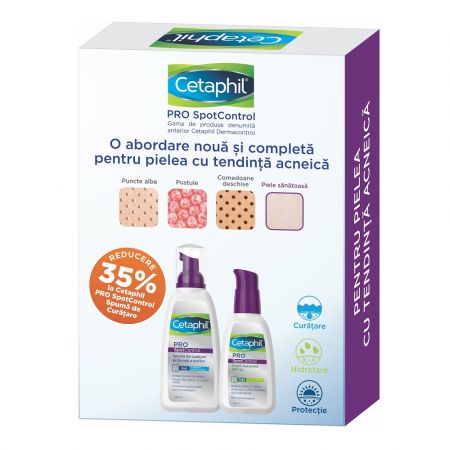 Pachet Spuma de curatare SpotControl PRO, 235 ml + Crema hidratanta SPF 30, 120 ml, Cetaphil