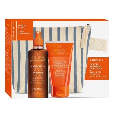 Pachet Ulei uscat superbrozant si hidratant pentru corp, 200 ml + Sampon After Sun, 150 ml + Portfard, Collistar