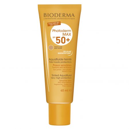 Crema protectie solara nuanta deschisa SPF 50+ Photoderm Max Aquafluide, 40 ml, Bioderma