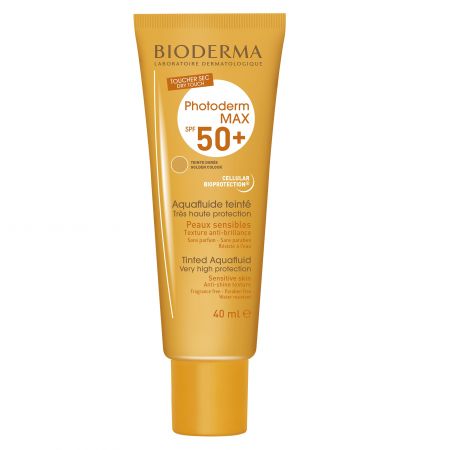 Crema cu SPF 50+ pentru protectie solara nuanta aurie Photoderm Max Aquafluide, 40 ml, Bioderma