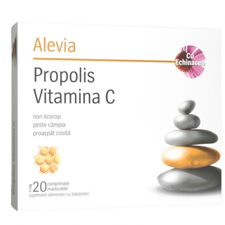 Propolis Vitamina C cu Echinacea, 20 comprimate masticabile, Alevia