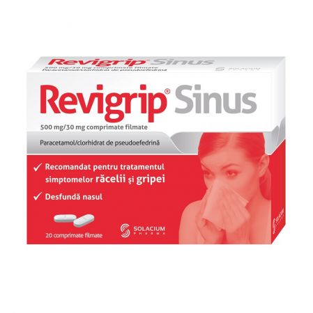 Revigrip Sinus, 500 mg/30 mg, 20 comprimate filmate, Labormed