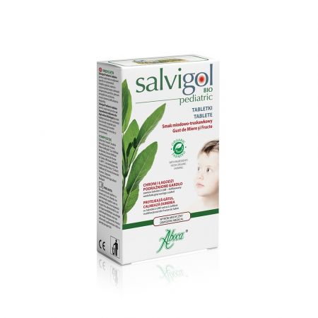 Salvigol Bio pediatric gust de miere si fructe, 30 tablete, Aboca