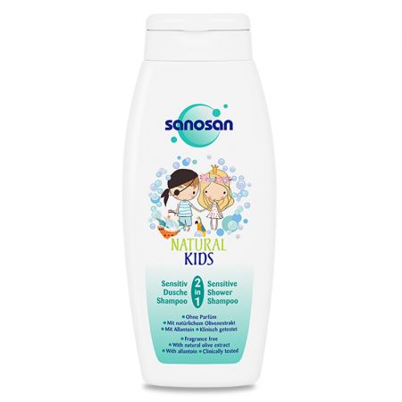 Sampon si gel de dus 2 in 1 Sensitive Natural Kids, 250 ml, Sanosan