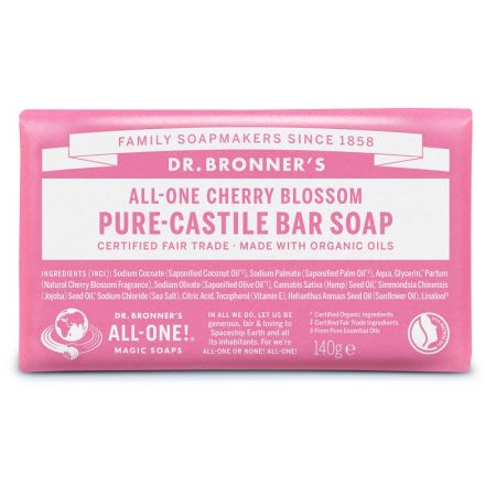 Sapun solid de Castilia Cherry Blossom, 140 g, Dr. Bronner's