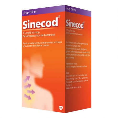 Sinecod sirop, 7,5 mg/5 ml, 200 ml, Gsk