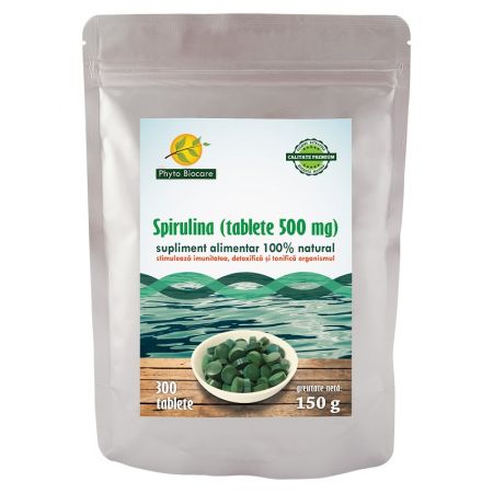 Spirulina 500 mg, 300 tablete, Phyto Biocare