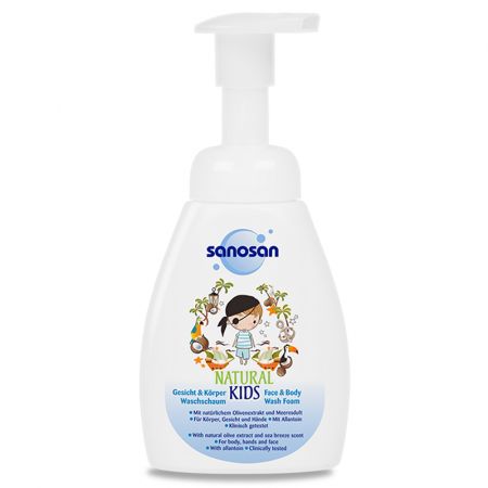 Spuma de curatare pentru baieti Natural Kids, 250 ml, Sanosan