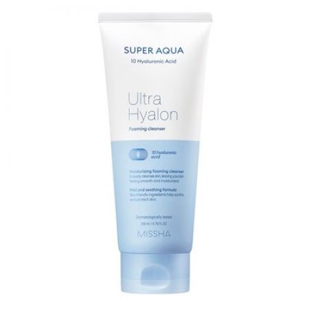 Spuma de curatare ultra hidratanta cu acid hialuronic Super Aqua, 200 g, Missha